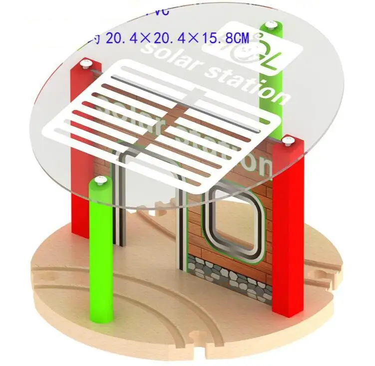 EDWONE всех видов поезд гараж воздушный Staion деревянная дорожка Бук деревянная железная дорога железнодорожные пути игрушки аксессуары подходят для Thomas Biro - Цвет: SOLAR STATION