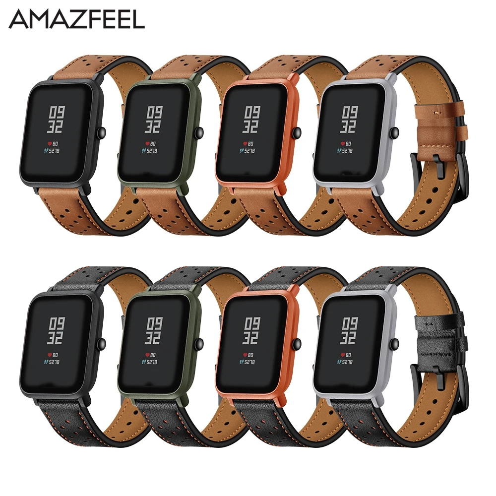 Ремешок для часов из натуральной кожи для Xiaomi Huami Amazfit Bip, умные часы, Молодежные Xiaomi Amazfit, ремешок Bip, ремешок для часов 20 мм, Pulsera