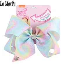 8″ Giant JoJo Bow With Hair Clip For Women Children Handmade Metalic Printed Ribbon Knot Jumbo Hair Bow Hair Equipment