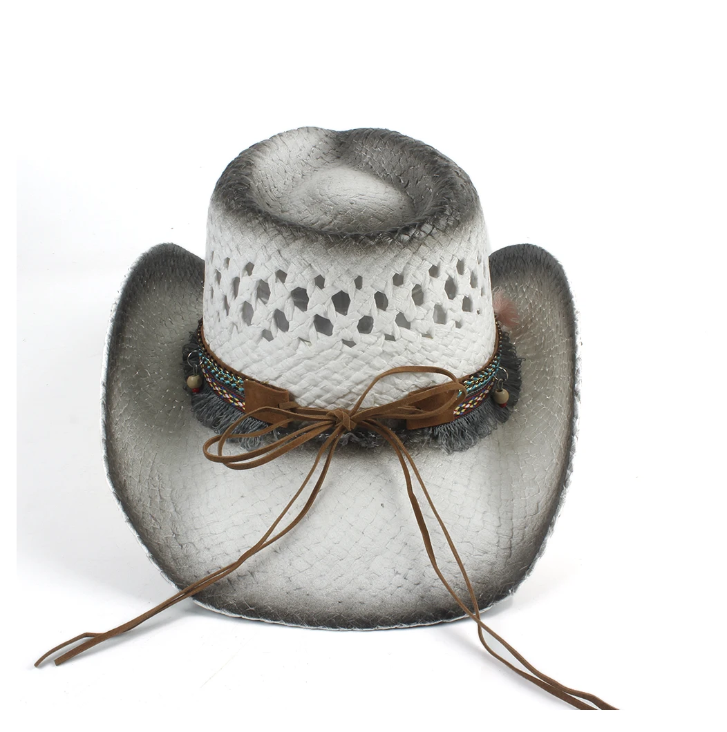 Женская и мужская соломенная открытая западная ковбойская шляпа, женские, папы, ручная работа, Bohemia Sombrero Hombre, ковбойские, джазовые солнцезащитные очки, размер 56-58 см
