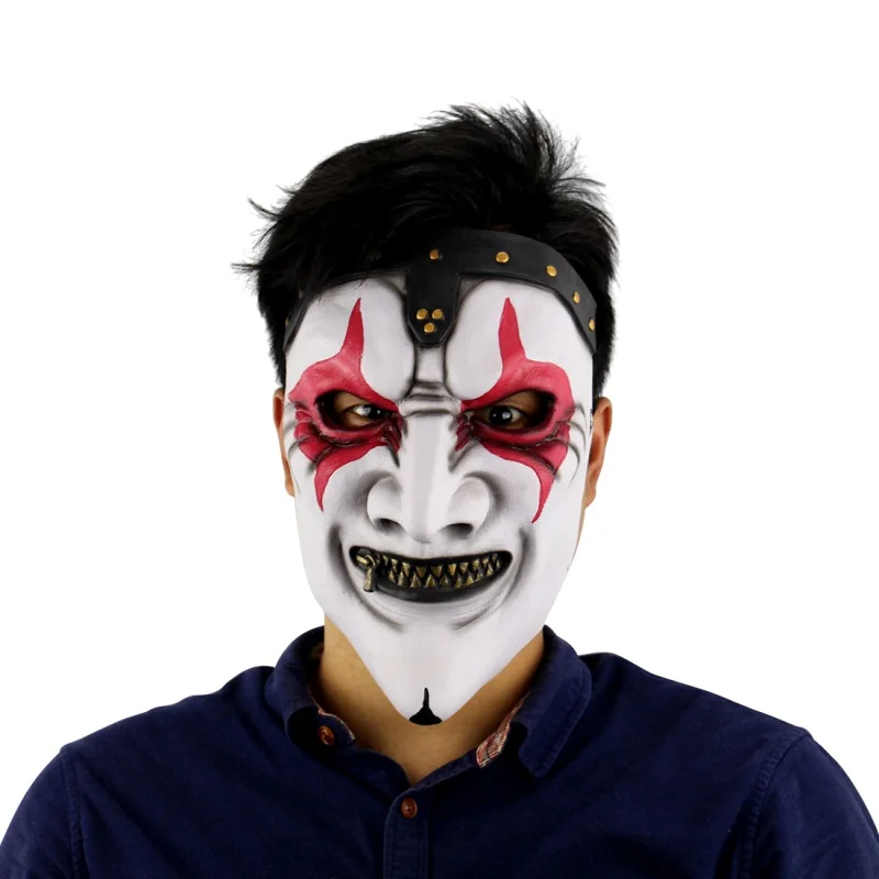 Страшная маска на Хеллоуин клоун латексная маска на все лицо большой рот красные волосы нос Косплей ужас маскарад маска призрак вечерние - Цвет: B