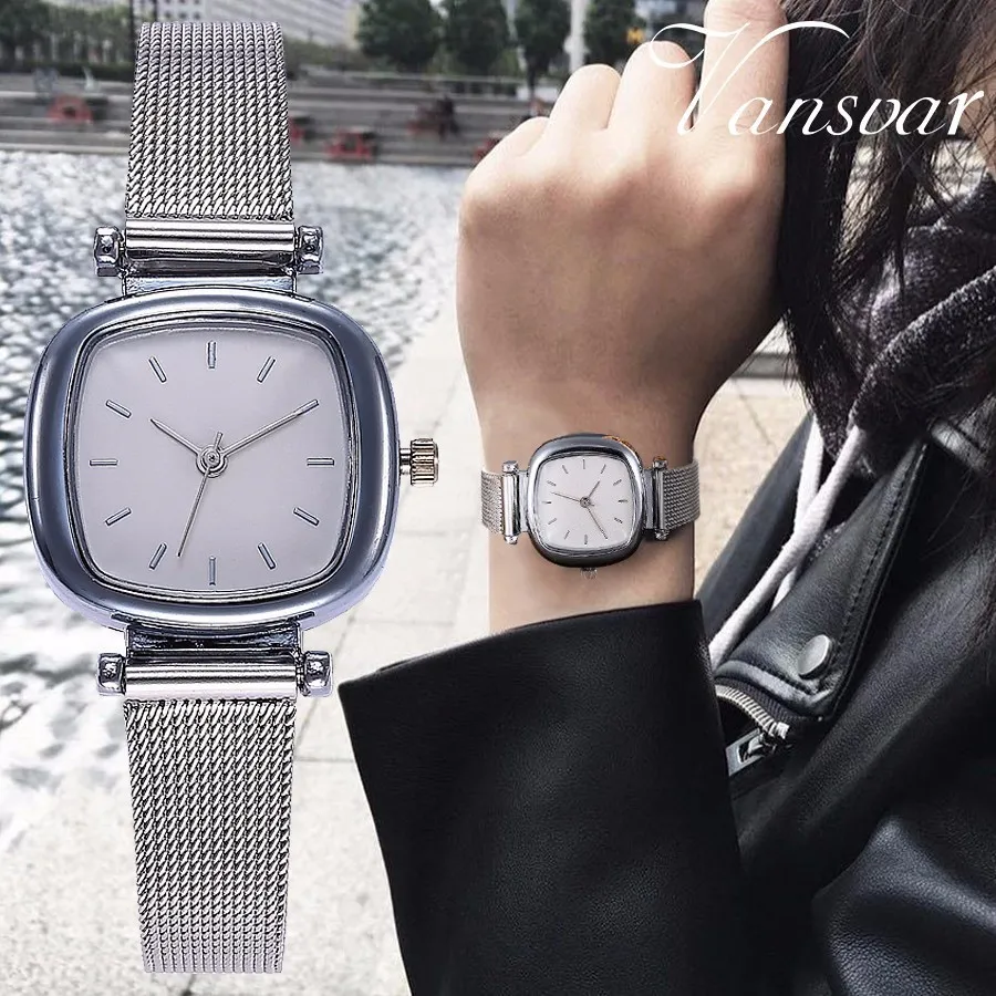 Vansvar Brand Women Mini Design Square Shape Watch Fashion Casual