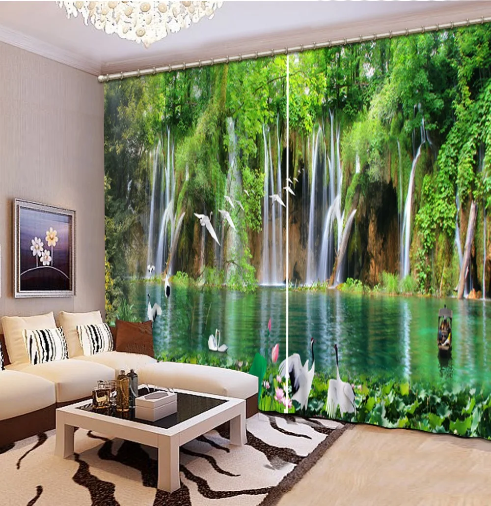 

Nature waterfall scenery New style Curtain window room Curtains for bedroom Home Decoration