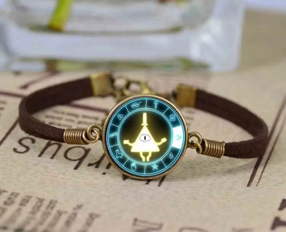 

Fashion Glass Gravity Falls mabel pig BILL Cabochon Infinity Love Leather Bracelet Girls Women Movie Accessories Jewelry Gift