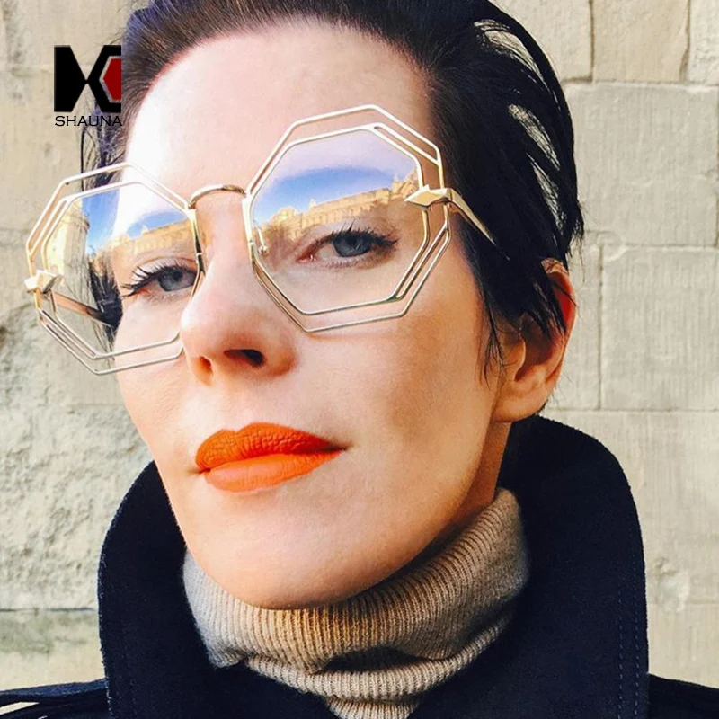 SHAUNA Summer Styles Oversize Women Square Sunglasses Fashion Hollow