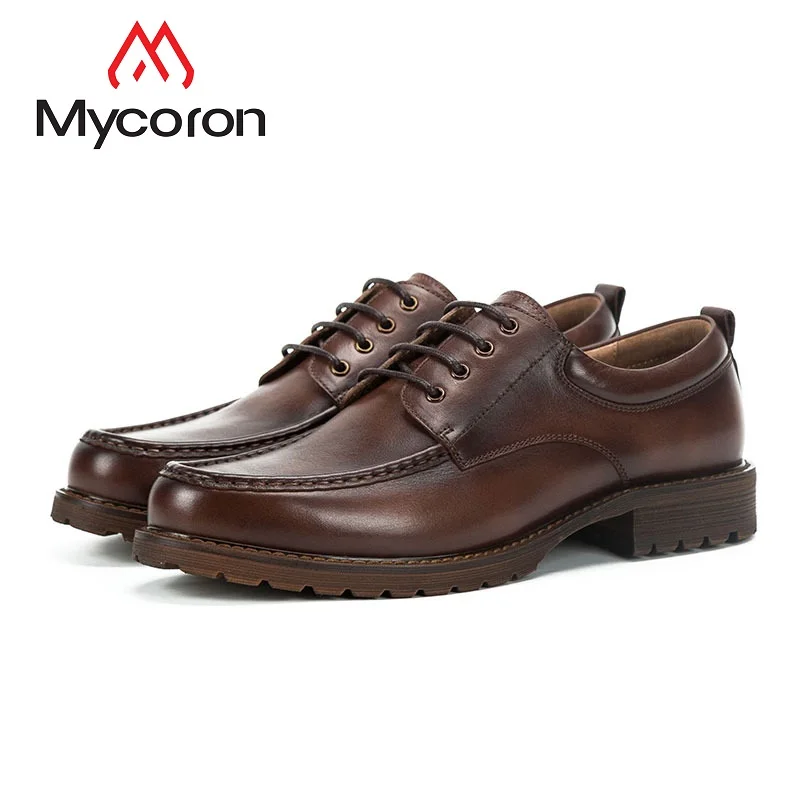 

MYCORON Brand Designer Male British Casual Boots England New Retro Leather Shoes Low To Help Dress Shoes Men Zapato Hombre