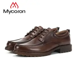 MYCORON/брендовые Дизайнерские мужские повседневные ботинки в английском стиле, новая кожаная обувь в стиле ретро, Мужские модельные туфли