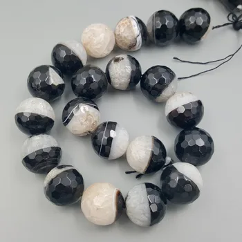 

Lii Ji Unique Wholesale Black Onyx Agates Crystals about 20mm Round shape Faceted beads DIY Jewelry Making Approx 39cm