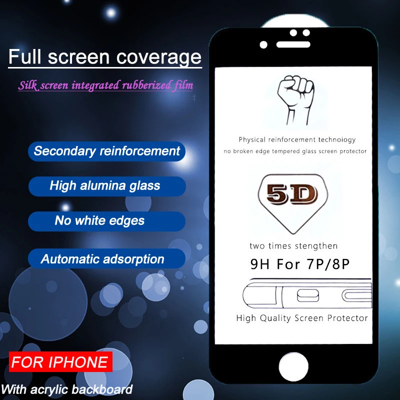 

Arvin 5D Protective Glass For iPhone 7 8 6 6S plus Full Cover Screen Protector glass on X R XS MAX Tempered Glass