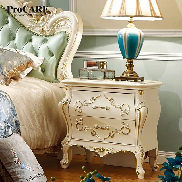 Luxury European And American Style Bedroom Furniture Rose Series Luxury European And American Style Bedroom Furniture Rose Series French Bedside Cabinets Table With Gold
