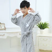 Детский халат для мальчиков и девочек, детская хлопковая ночная рубашка с капюшоном, зимнее полотенце, флисовый колпак, Банные спа-халаты, Рождество, серый, осень