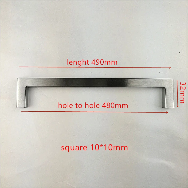Квадратная ручка 10*10 12*12 10*20 мм нержавеющая сталь матовая кухонная ручка дверного шкафа Ручка "~ 24" - Цвет: 1010-480mm
