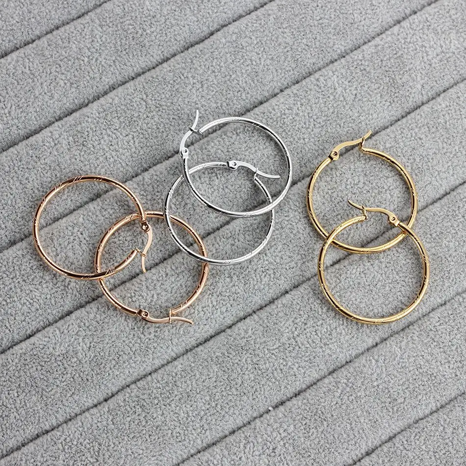 1 пара, круглые серьги из нержавеющей стали для женщин, серебряные/розовые/Золотые круглые серьги-кольца, Женские Ювелирные изделия