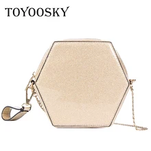 TOYOOSKY женские сумки модные блестки маленькая сумка на запястье геометрическая форма клатч для девочек повседневные цепи сумки через плечо