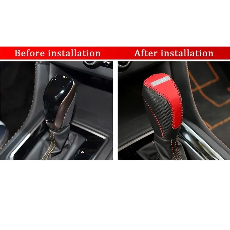 New Fashion Leather Interior Gear Shift Knob Cover Trim For Subaru XV Protect Style Interior Accessories