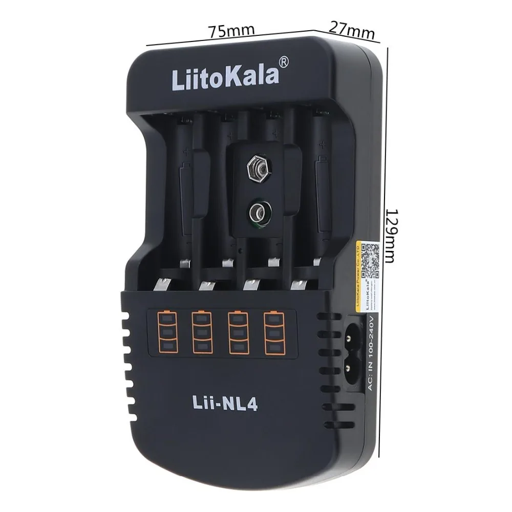 LiitoKala Lii-NL4 1.2V AA AAA 9V Battery Charger Ni-MH Ni-Cd  Rechargeable Batteries Wall Desk Charging Chargers for Travel