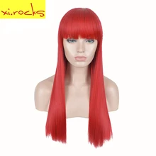3625 Xi. rocks 22 дюйма красные тупые челки вечерние парики Cardi B волосы Belcalis Almanzar последний длинный прямой синтетический парик