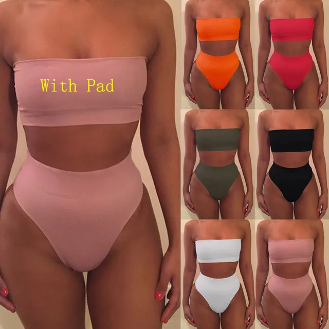 High Waist Swimsuit 2018 Sexy Bikini Women Brazilian Pad Swimwear Push Up Bandeau Top Plus Size Bottom Bikini Set Bathing Suits High Waist Swimsuit 2018 Sexy Bikini Women Brazilian Pad Swimwear Push Up Bandeau Top Plus Size Bottom Bikini Set Bathing Suits