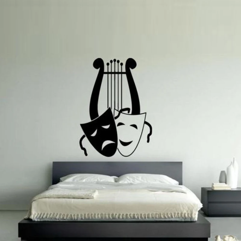 

Happy/Sad Theater Masks Wall Stickers for Living Room Home Decor Vinyl Wall Decals Bedroom Art Murals Sticker Poster YY190