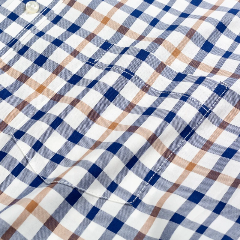 Мужская рубашка в клетку с одним накладным карманом и длинными рукавами|dress