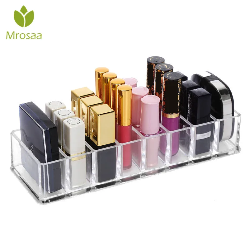 

Mrosaa 8 Grid Acrylic Makeup Organizer Storage Box Cosmetic Box Lipstick Powder Box Case Holder Display Stand make up organizer