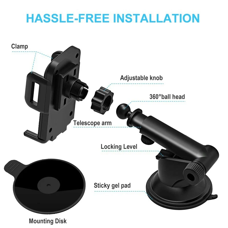 Universal Car Bracket Dashboard Car Holder Phone Mount Adjustable Windshield Holder Cradle with Strong Sticky Gel Pad            (9)