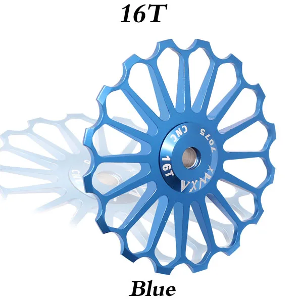 VXM MTB дорожный велосипед Керамика Шкив алюминиевого сплава задний переключатель 8 T/10 T/11 T/12/13 T/14/15 T/16 T/17 T руководство велосипед Керамика подшипник опорное колесо - Цвет: 16T Blue