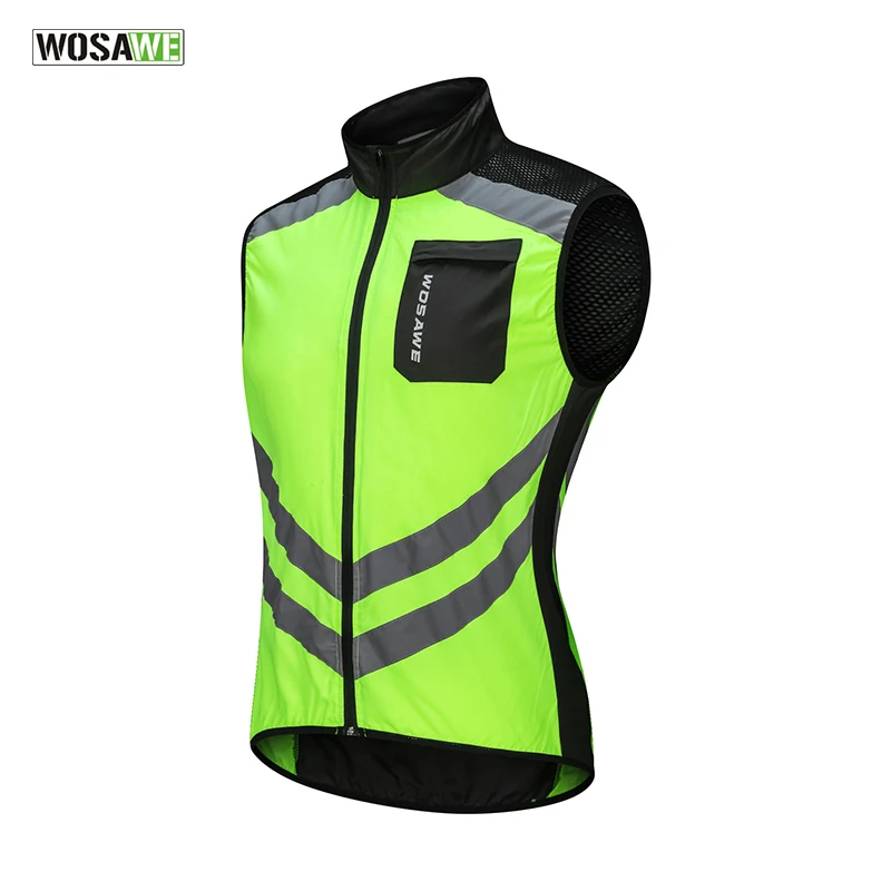 

WOSAWE Reflective Cycling Vests Sleeveless Breathable Men's Waistcoat Cycling Jackets Road MTB Bicycle Running Top Clothing