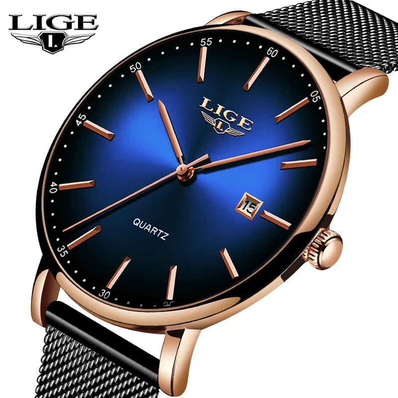 

LIGE Top Brand Luxury Fashion Mens Watches Business Sports Waterproof Watches Ultra Thin Date Simple Casual Quartz Watch Men Cl