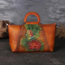 Роскошные женские сумки, дизайнерские сумки из натуральной кожи, ручная рисованная сумка на плечо, винтажная женская сумка через плечо