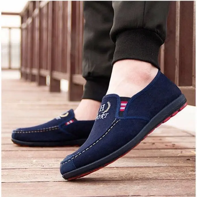 

2019 men's autumn new breathable casual comfortable pedal canvas peas shoes
