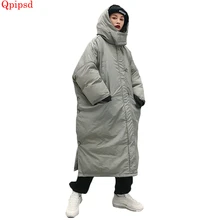Зимняя парка с хлопковой подкладкой, Женская Повседневная Свободная пуховая хлопковая куртка с капюшоном, пальто, женские плотные теплые хлопковые пальто, одежда для пар