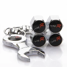 Automobile Motorcycle Accessories Car Wheel Tire Valve Caps TYPE-R Logo Styling Air Tyre Stem Cover Spanner Key Ring Gift