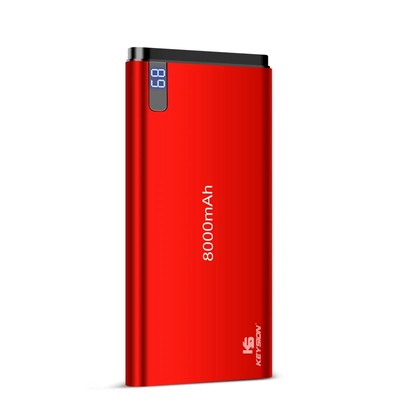KEYSION 10 мм Ультратонкий внешний аккумулятор 8000 мАч портативные внешние литий-полимерные аккумуляторы для мобильных телефонов внешний аккумулятор из алюминиевого сплава - Цвет: Красный