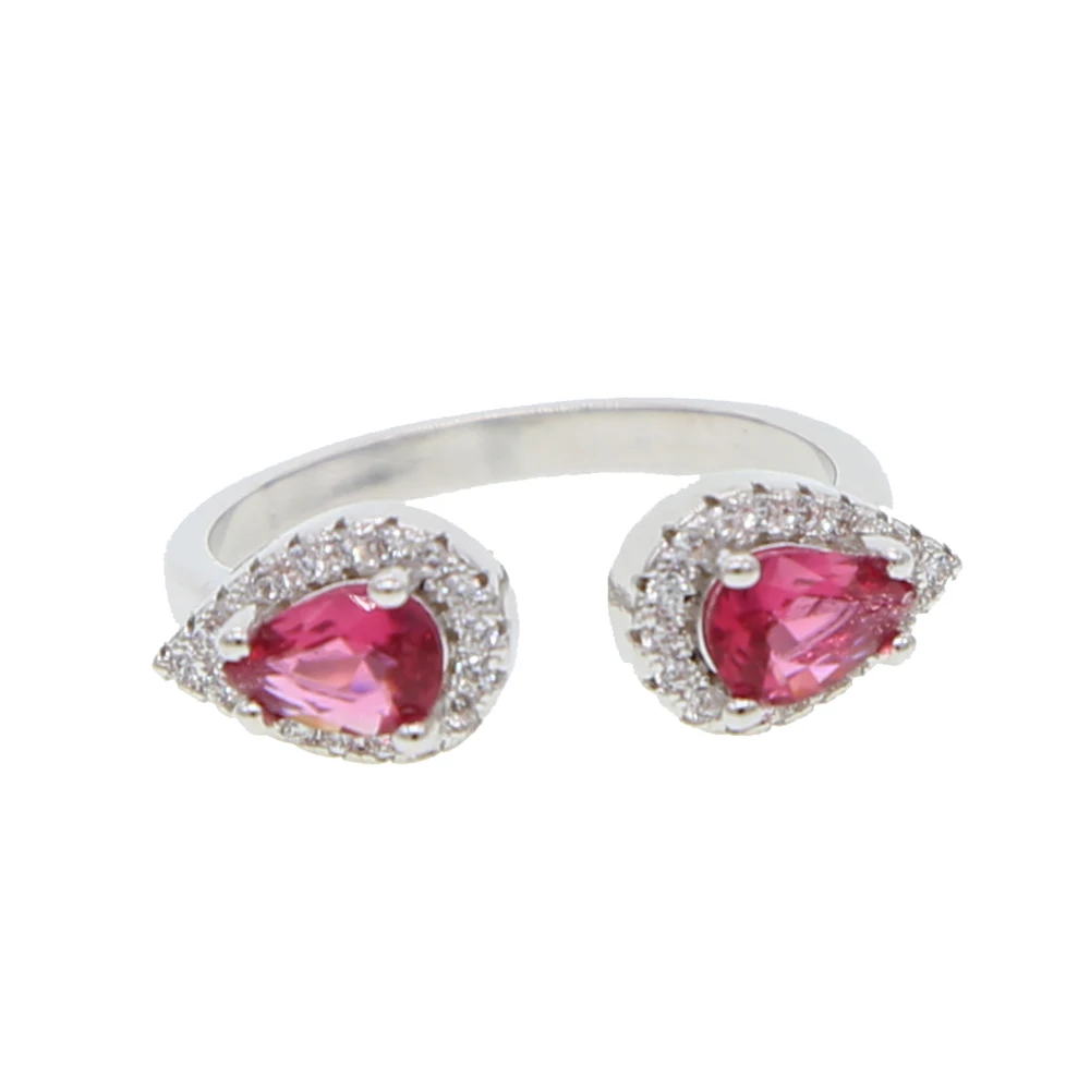 Кольцо в форме капли воды с фианитами для женщин, подарок на свадьбу, помолвку, модные классические простые кольца с разноцветными камнями - Цвет основного камня: Красный