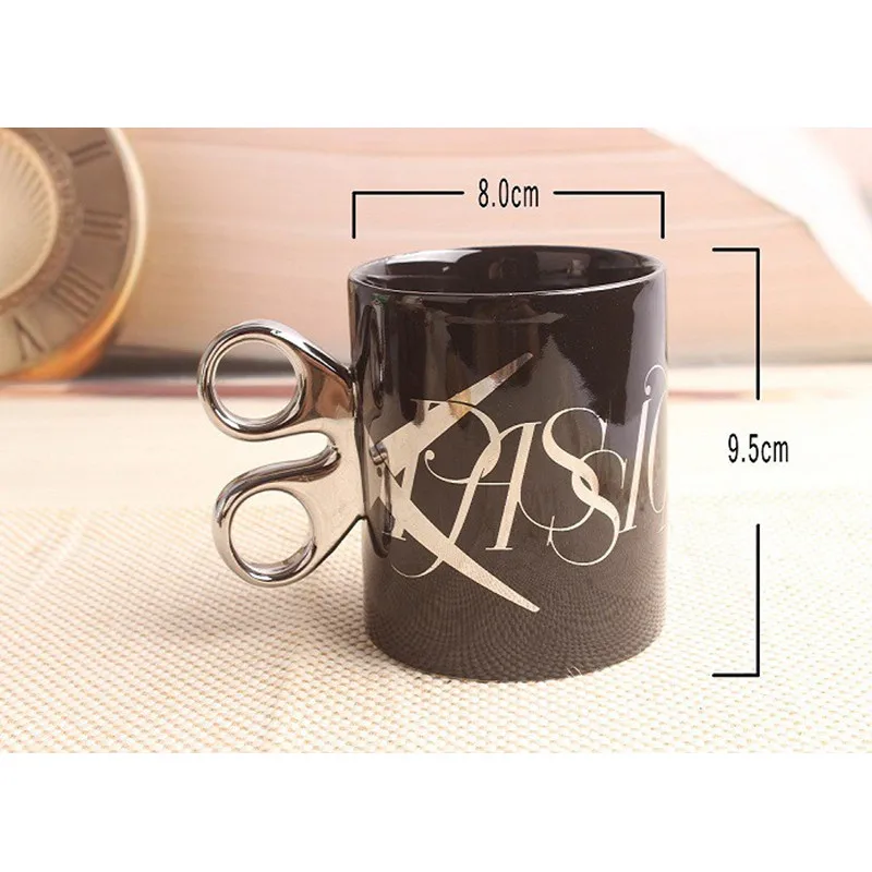 Ceramic Coffee Mug Creative Golden Silver Scissors Cup With Handgrip
