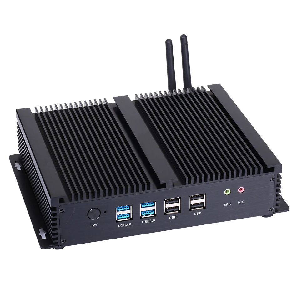 Fanless Industrial PC,Mini Computer,Windows 10,Intel Core I7 5500U,[HUNSN MA05I],(Dual WiFi/2HD/4USB2.0/4USB3.0/2LAN/6COM