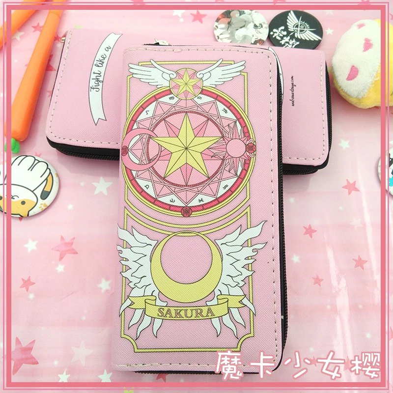 

Anime Card Captor Sakura Wallet Cartoon Kinomoto Long Leather Female Clutch Money Cards Zipper Cute Bags Cosplay Props
