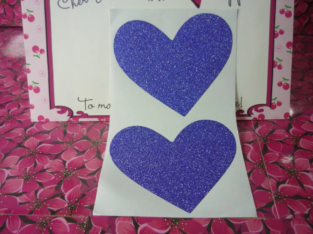 9x7.8cm Royal Blue glitter large heart stickers Sealsin Stickers from