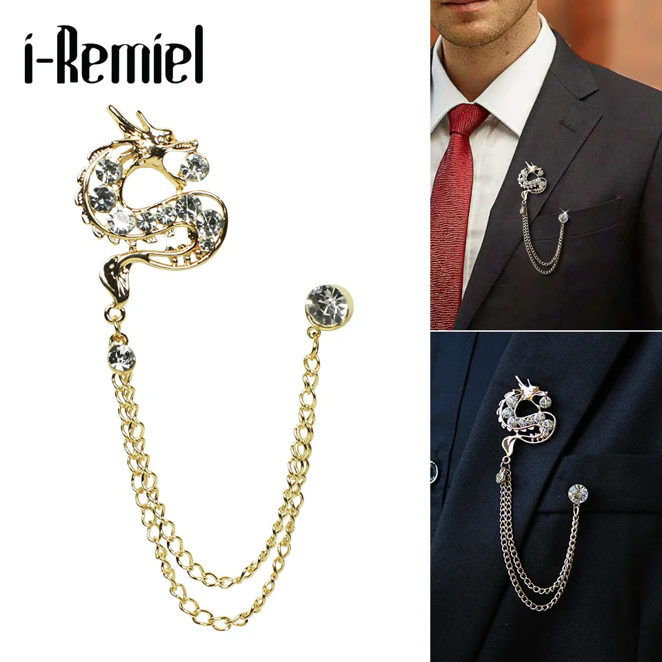 

Selling high-end dragon brooch fashion men's suits chestnut badge rhinestones rhinoceros dragon crocodile jewelry