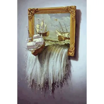 

5D Needlework Diy Diamond Painting Boat Cross Stitch Square Ship Diamond Embroidery Home Decoration Diamond Mosaic Xq183