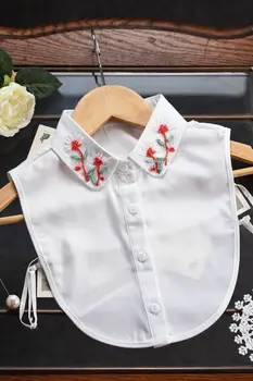 

Red color tip collar pearl crystal necklace vest female shirt collar decoration blouse stand fresh literary