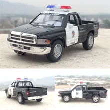 1:44 Scala Della Lega Dodge Ram Pickup Modello Modellini Auto Modello di Auto Della Polizia Pull Back Door Apribile Auto Giocattolo Per I Bambini