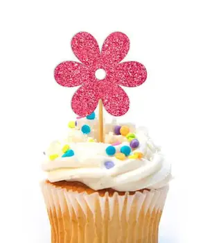 

safari flower birthday Gender Reveal cupcake toppers baptism Christening party decoration doughnut food picks glitter