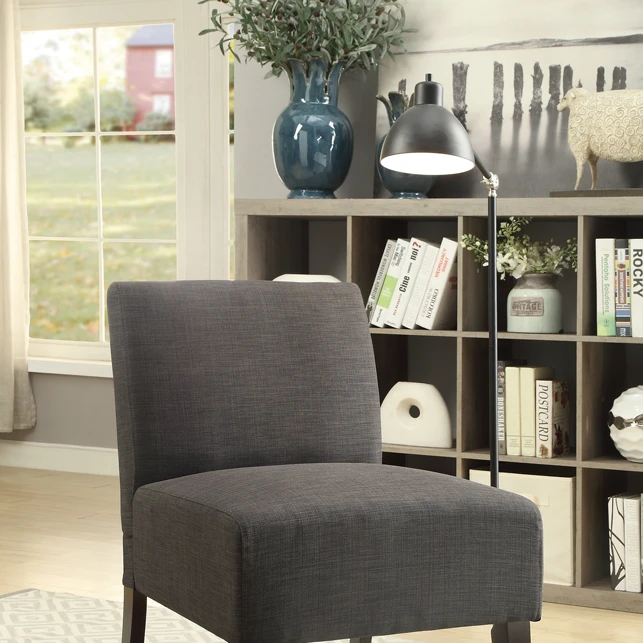 Wooden Armless Accent Chair, Gray