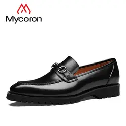 MYCORON высокое качество сапоги и ботинки для девочек пояса из натуральной кожи 2019 Новая мужская обувь Человек удобные мужские туфли на