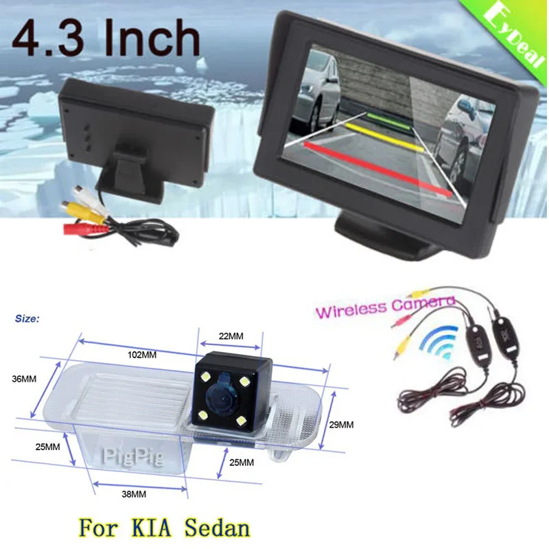 

Best Price TFT LCD 2 Video Input 4.3 Inch Car Parking Monitor & Wirless CCD Backup Camera Rear View Camera for KIA Rio K2 Sedan