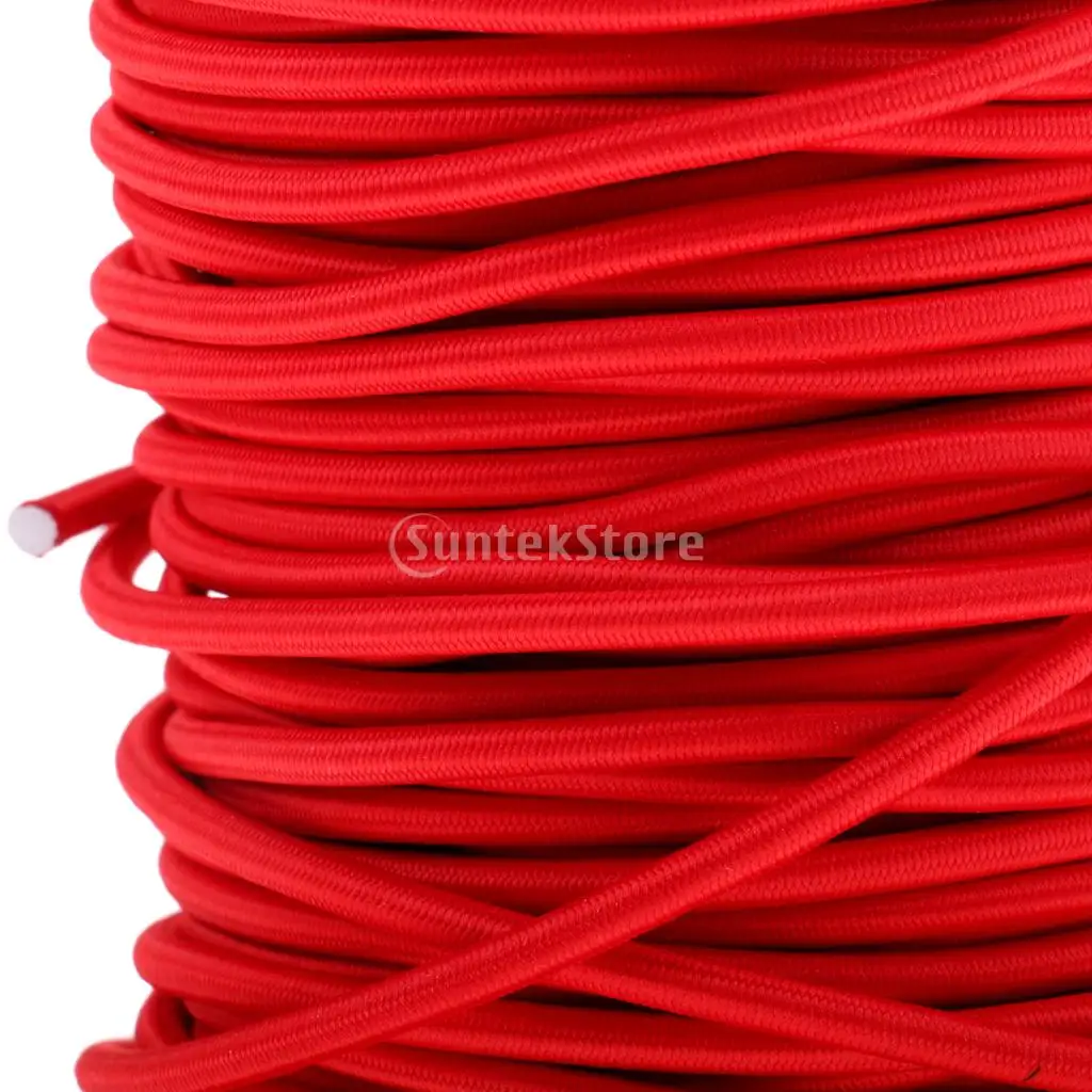 Red 4mm Marine Bungee Rope Shock Cord Car Truck Roof Racks Trailers Boats Kayaks Tie Down 0.5 1 2 3 20 30 50 75m