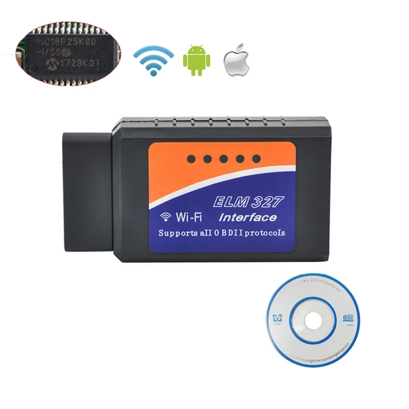 Мини wifi OBDII ELM327 V1.5 чип PIC18F25K80 OBD Автомобильный считыватель кодов Wi-Fi работает Android/IOS ELM 327 wifi аппаратное обеспечение V1.5 - Цвет: Big WIFI CD