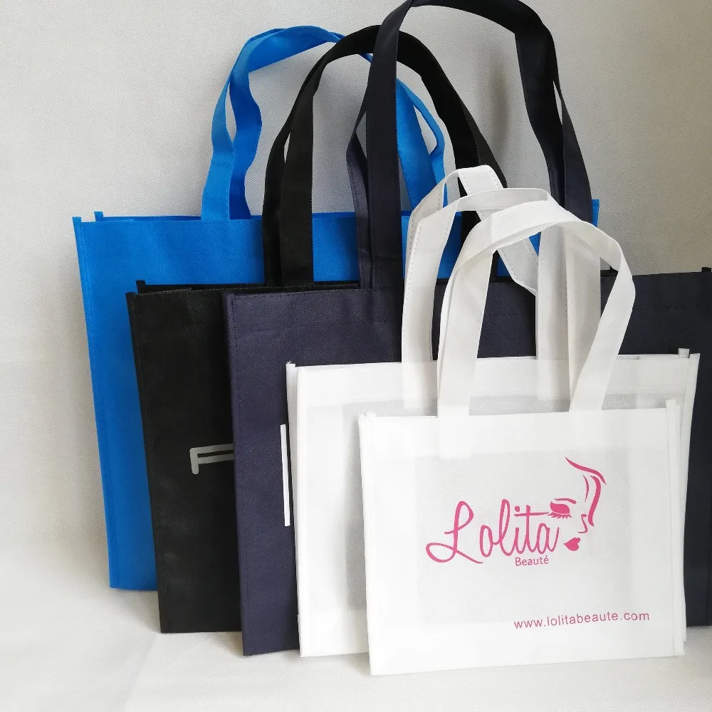 

500pcs/lot Custom Eco-friendly Reusable Grocery Store Bags Non Woven Shopping Market Tote Bags with Logo Printed for Trade Show